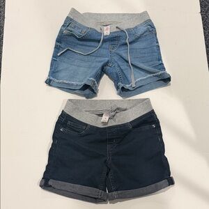 Justice Girls Denim Pull-On Shorts - Light Blue & Dark Blue